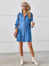 'Zola' Button Up Flounce Sleeve Mini Denim Dress - Celes Fashion
